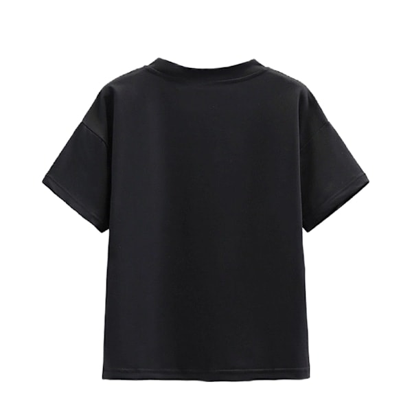 Kuromi-mekko tytölle, T-paita ja plisseerat hame, kesäasu, rento, kouluasu, musta, 130 cm