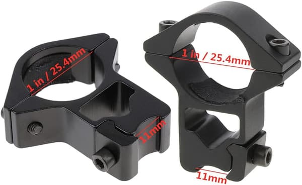 Par af beslag til kikkertsigter/Diameter: ? 25,4 mm/til 11 mm prisme
