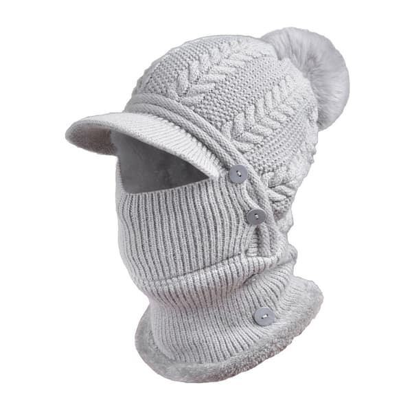 Vinter dame strikket pullover ørebeskyttelse ull lue dame skjerf integrert varm lue
