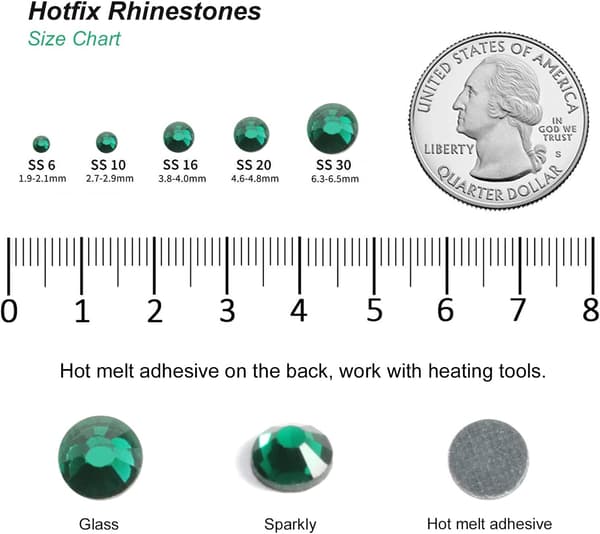 600 st Smaragdgröna Hotfix Strass, SS30, 6,3-6,5 mm för Hantverk & Kläder Smaragd Emerald SS30 Emerald