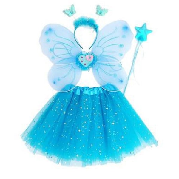 4-pack Fe-vingar Kjolar Prinsessa Kostym Set BLÅ blue
