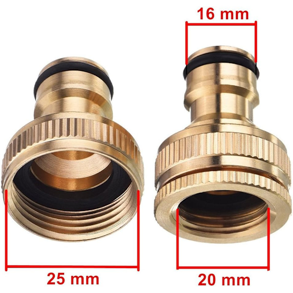 (Særtilbud) Messing 3/4'' og 1/2'' BSP 2i1 Skrue-i Vandhane Tud Flow Vandhane Tilslutning Gevind Vandhane Adapter 2-pak