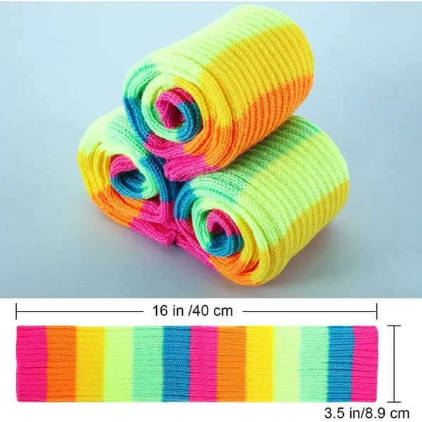 Dame Benvarmere i 80'er Ribstrik Rainbow