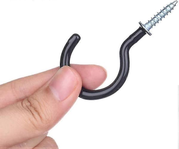 18 stk. Krog til kopper 7,4 cm Skruekrog Loftkrog Krusholder Plastbelagt Sort Hvid--