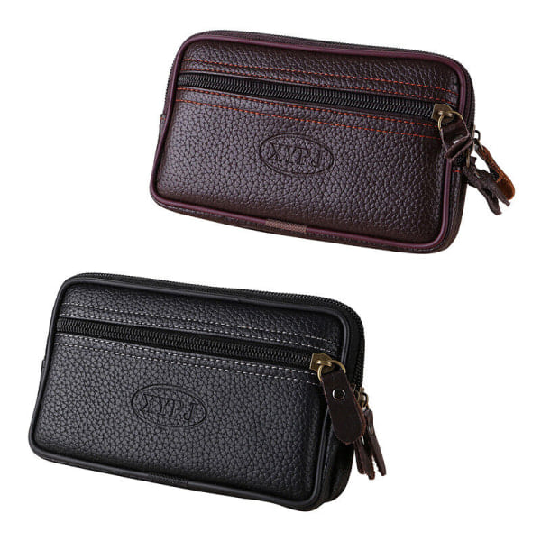 Herrar Midjeväska Fanny Pack Mobiltelefon PU Läder Plånbok Bältesväska Svart