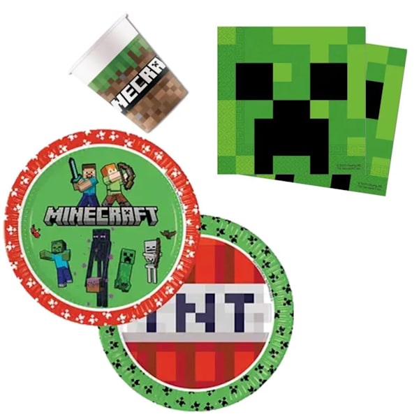 (Spesialtilbud) Festpakke for barnebursdag Minecraft 36 deler 8 personer
