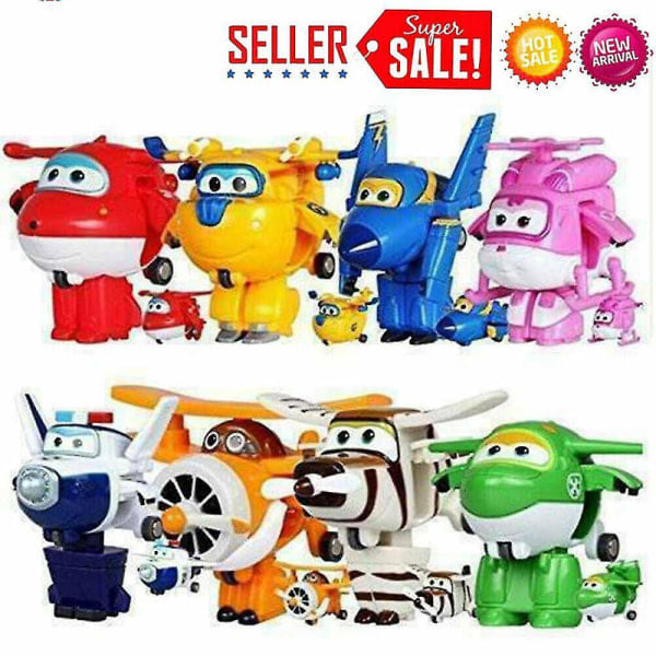 8 st set Tv Animation Super Wings Transformerande plan Mini karaktärer Barnleksaker [DB]
