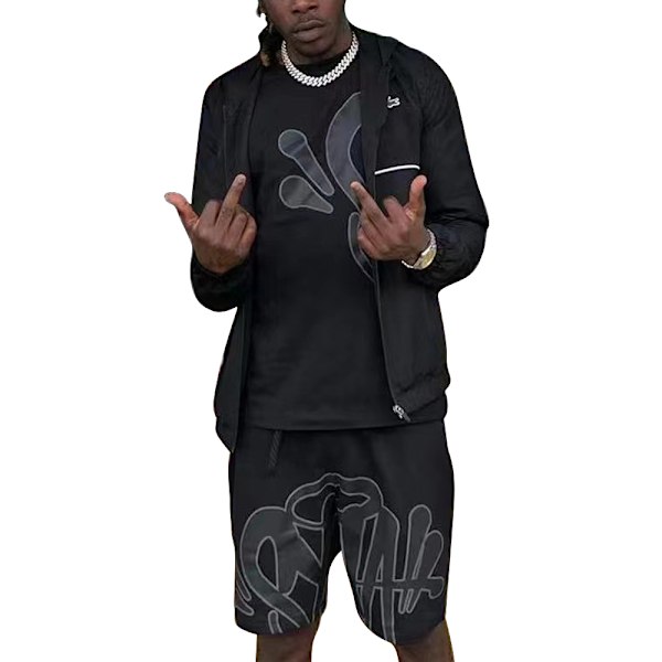 Påskrea! Syna World Herr Tracksuit Sportset 2-pack T-shirt Shorts Casual Toppar Byxor Trendiga Tracksuits A A A A M