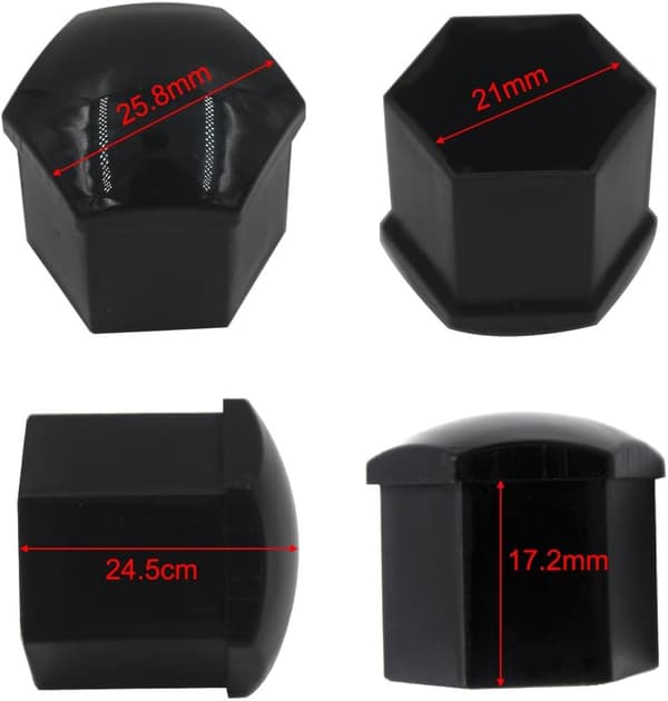 20 st 21 mm hjulmuttersskydd, hjulbultmuttersskydd, hexagonala däckmuttersskydd (svart) Svart Black Black 21mm