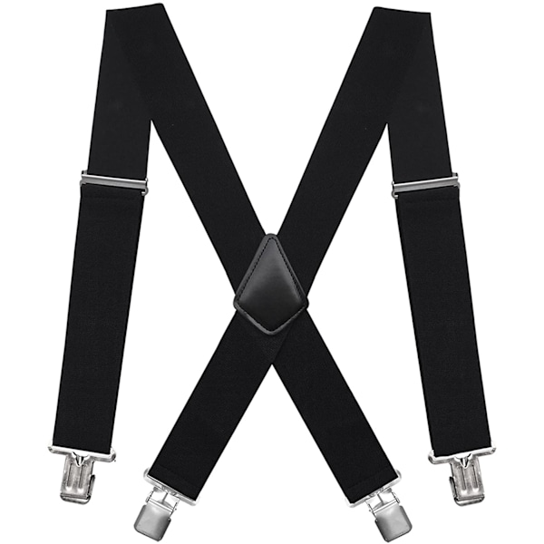 Elastiske 5 cm brede seler, 4 stærke clips, X-form, til mænd og kvinder