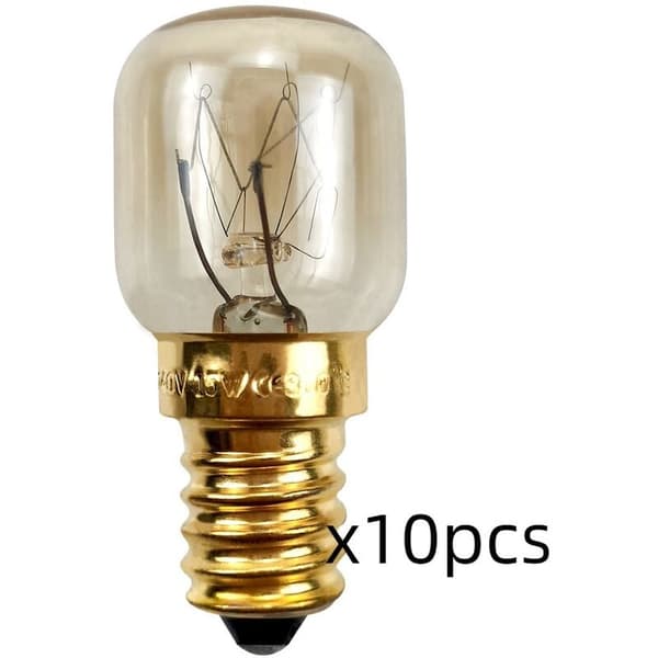 10-pack E14 25W Ugnslampor, Varmvit Glödlampa, 360° Spridningsvinkel