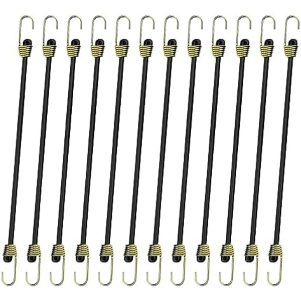 12 stk. elastiske stropper med kroge, elastiksnore, stropper med kroge, elastiske snore