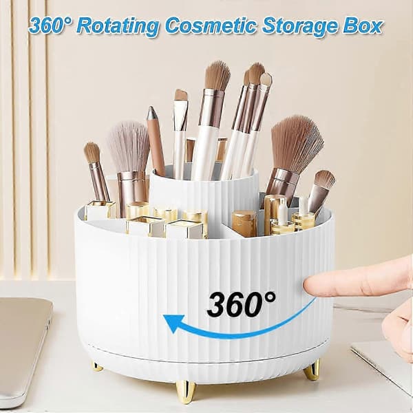 Makeup Organizer, Makeup Organizer til badeværelse, Roterende kosmetikbørsteholder, Opbevaringsboks til makeupkosmetik