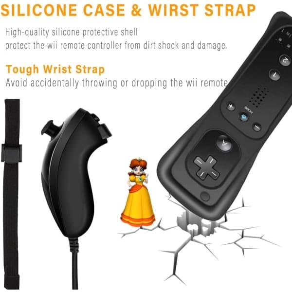 2 stk 2-i-1 fjernkontroll for Wii med Motion Plus og Nunchuck