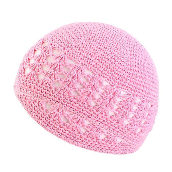 Enkel Enfärgad Handgjord Virkad Mössa För Kvinnor Män Vinter Håll Varma Stickade Mössor light pink