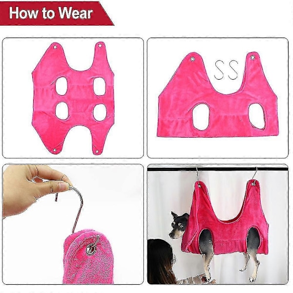 Kæledyrspleje hængekøje er praktisk til at bade og klippe kløer på hunde og katte - Xin Pink L Pink
