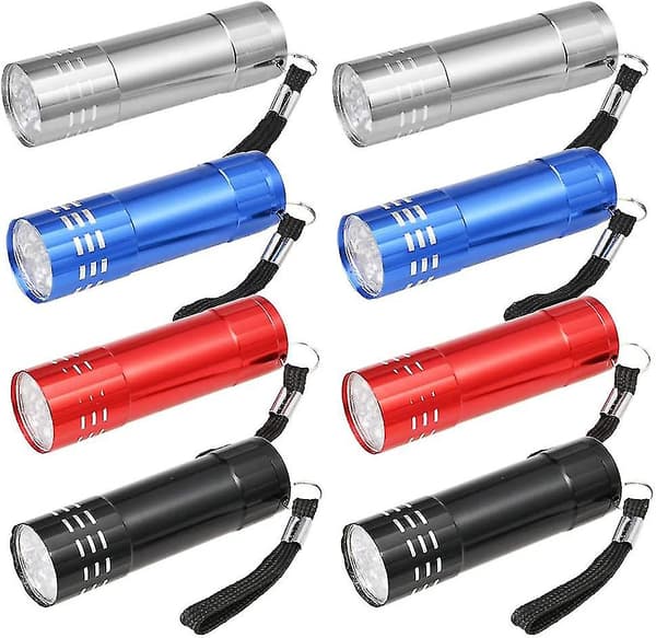 8 stk. LED Nøglering Lommelygte Mini Lampe Til Bjergbestigning
