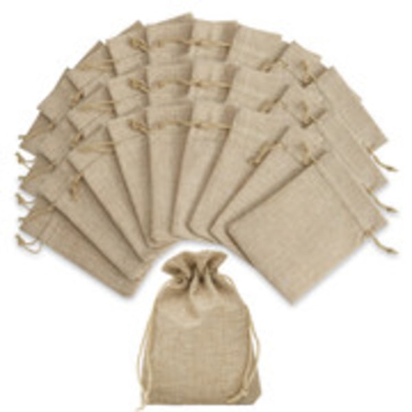 24-pack presentpåsar, jutepåsar, små 7 x 9 cm, säckvävspåsar, tygpåsar, små linnepåsar, jutepåsar för smycken, bröllop, julfest