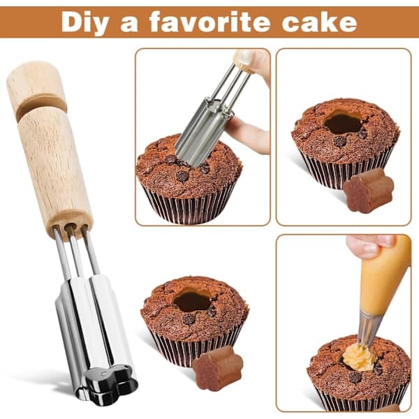 Cupcake-utgravningsverktøy i rustfritt stål for cupcake-fylling, baktilbehør for kaker, kakefylling