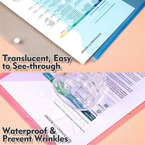 24-pack Plastic Pockets with Snap Closure, Plastic Folder for Documents A4 Transparent Pockets