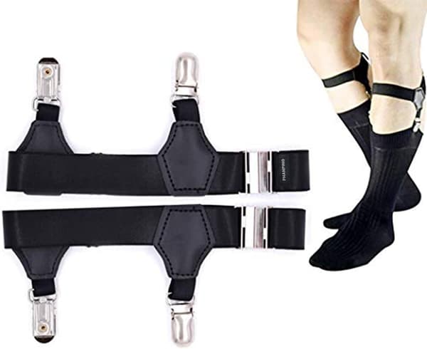 Strumpeband för män, justerbart 2-pack med robusta clips