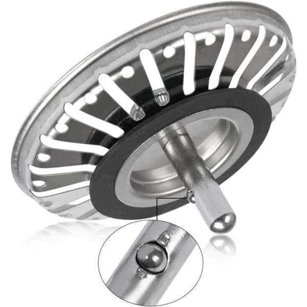 2 st diskho sil/propp för kök/badrum diskho diameter 84 mm med kulkedja, rostfritt stål