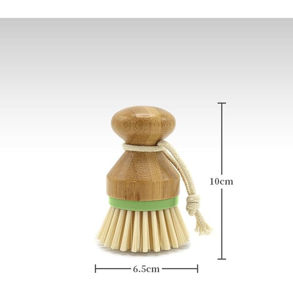 1 st bambu handdiskborste (grön), skrubbborste för rengöring av disk platt panna kök