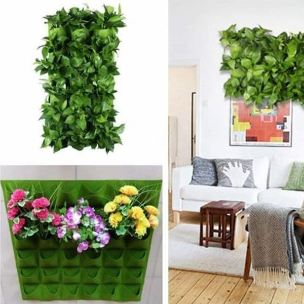 9 Hängande växtfickor, odlingsväskor för utomhusväxter, blommor, potatis, tomater och jordgubbar (grön)
