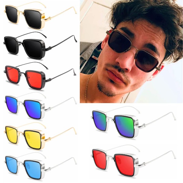 Vintage Metal Steampunk Solbriller Stilful Retro Shades UV400 Briller Black-Red