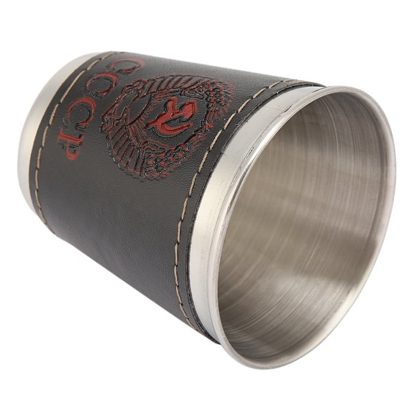 4 st 70ml Mini Bärbara Vinglas i Rostfritt Stål med Läderfodral för Resa Picknick, Bärbart Vinglas, Läderfodral Vinglas