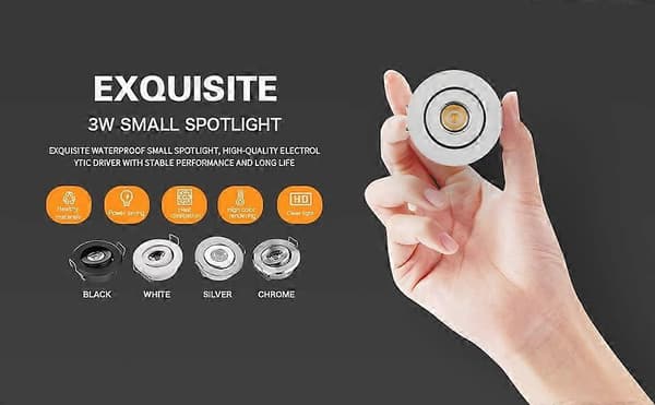 Mini 3W LED Downlights Indbyggede Små Loft Indbyggede Spotlights, 3000K + Driver