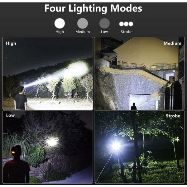 Päälamppu Latautuva LED-päälamppu Aikuisten USB-latautuva Päälamppu Leirintään Juoksuun Metsästykseen