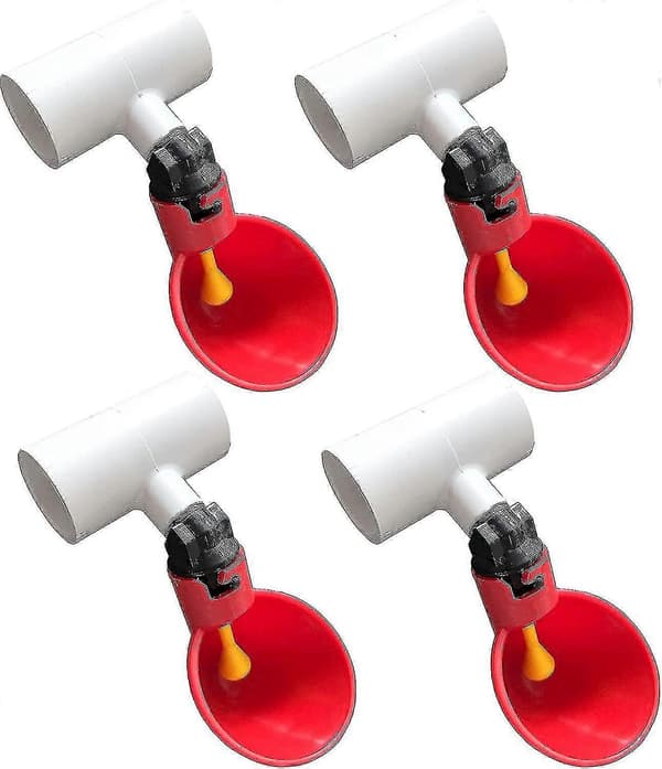 4-pakning Vannkopper for kyllinger, PVC T-koblinger for vann