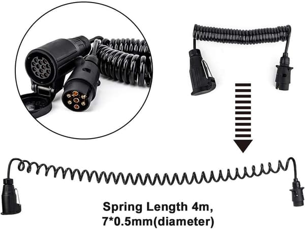 Våradapter for kabel - 12V/Tilhengerkontakt - 1-Kompakt: Universal Passform - 7 til 13 Stift/Biltilbehør