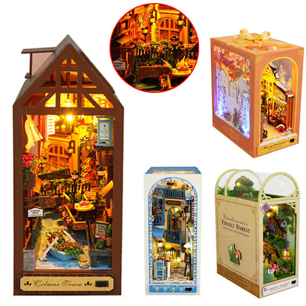NY Book Nook Kit Fransk By DIY Dukkehustandsbogsbyggesæt Hjem