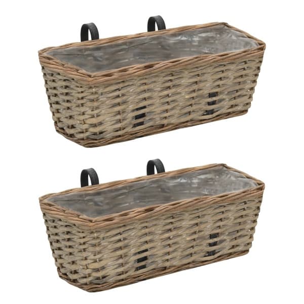 vidaXL Balkonglåda 2 st Rottingkorg med PE-foder 40 cm