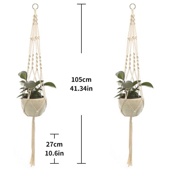 2 st Macrame växt hängare hängande planter korg, stil 2