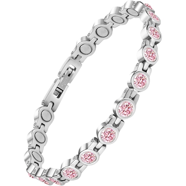 Magnetarmband, Hälsosamma magnetarmband för artritsmärta, magnetarmband för män och kvinnor (Rosa) pink diamond