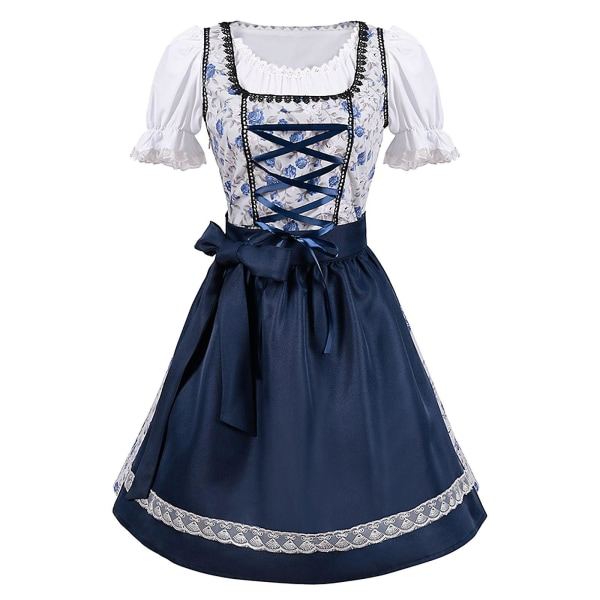 Oktoberfest-spetsmekko esiliinalla Festivaali Perinteiset Baijerilaiset Olutpuvut Saksalaisten Dirndl-juhlamekkoja Sininen XL