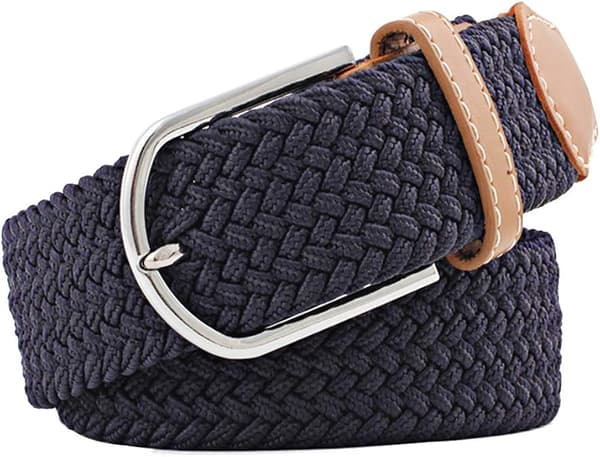 Flerfarvede elastiske vævede bælter Casual flettet stretchbælte Navy blue