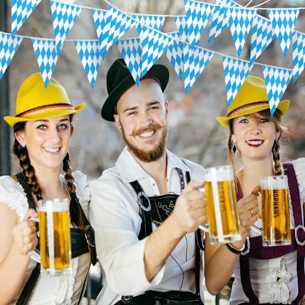 Oktoberfest Dekorasjon 30 Vimpler Blå Hvit Girlander Flagg 20 x 30 cm