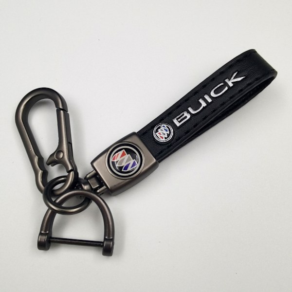 (Specialerbjudande) Personlig bilnyckelring i metall med logotyp - Lädernyckelring för män Buick Buick Buick Gunmetal Hardware Buick