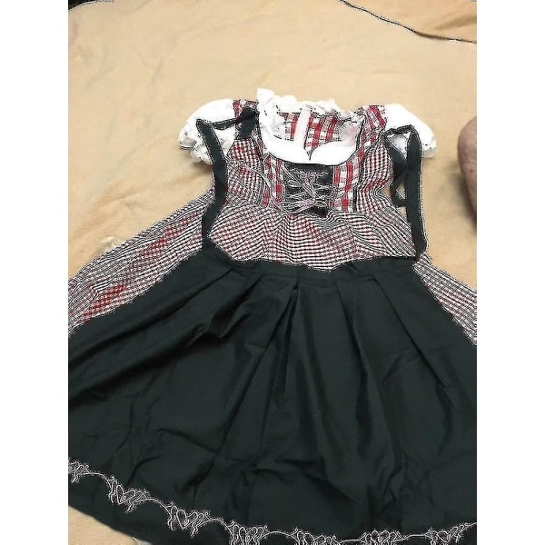 Traditionel Oktoberfest-kjole til kvinder, tysk ølpige Dirndl-kjole med forklæde, kostumefestkjole, XS-6XL Plus Size M