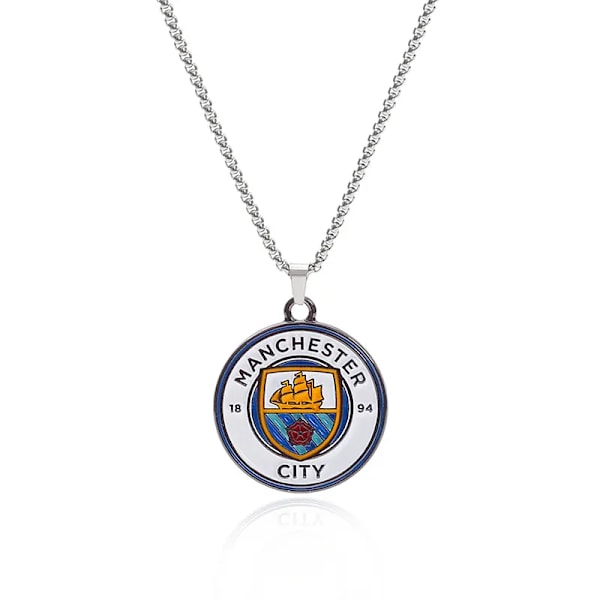 (Specialtilbud!) Lakeret vendbart halskæde med slange- og benkæde - Fan halskæde til fodboldklubben Manchester City, fødselsdagsp Manchester City