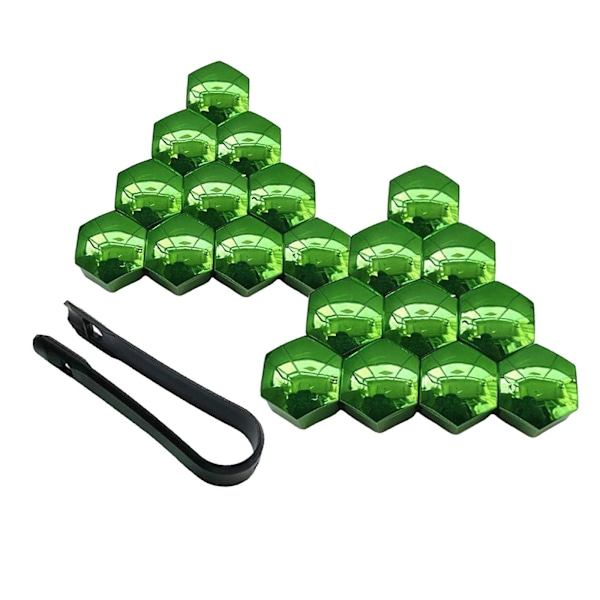 (Spesialkampanje) 20 stk. hjulmutterdeksler for bil, rustsikre felgdeksler, hjulmuttere, sølv, 17 mm grønn 17 mm Optional Green 17mm