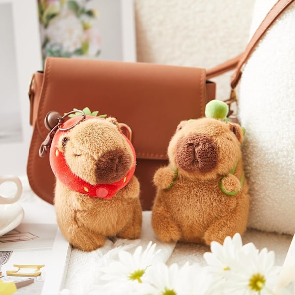 2 stk. Capybara plysj-nøkkelringer leketøy realistisk Capybara kosedyr leketøy Capybara anheng for ryggsekk bursdagsgave