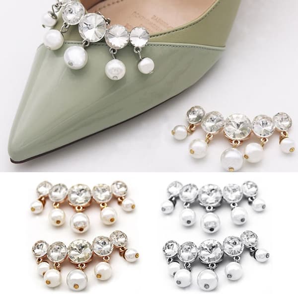 Rhinestone Sko Klips Skinnende Dekorativ Klips GULD Gold