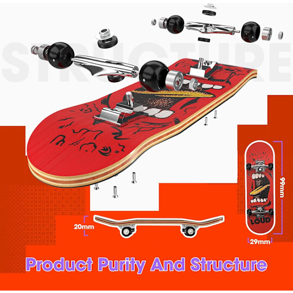 Nyt Professionelt Fingerboard Skateboard, Trædæk Leje Hjul Legetøj Gave (8020-6)