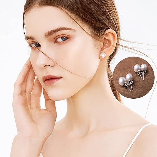 5 par øreringe Dame øreringe Hvide perleøreringe (4-8mm)