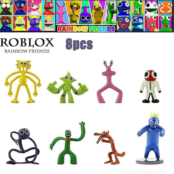 8 st/set Cartoon Rainbow Friends Figur Leksaker Tårtdekoration Prydnad För Barn Gåvor